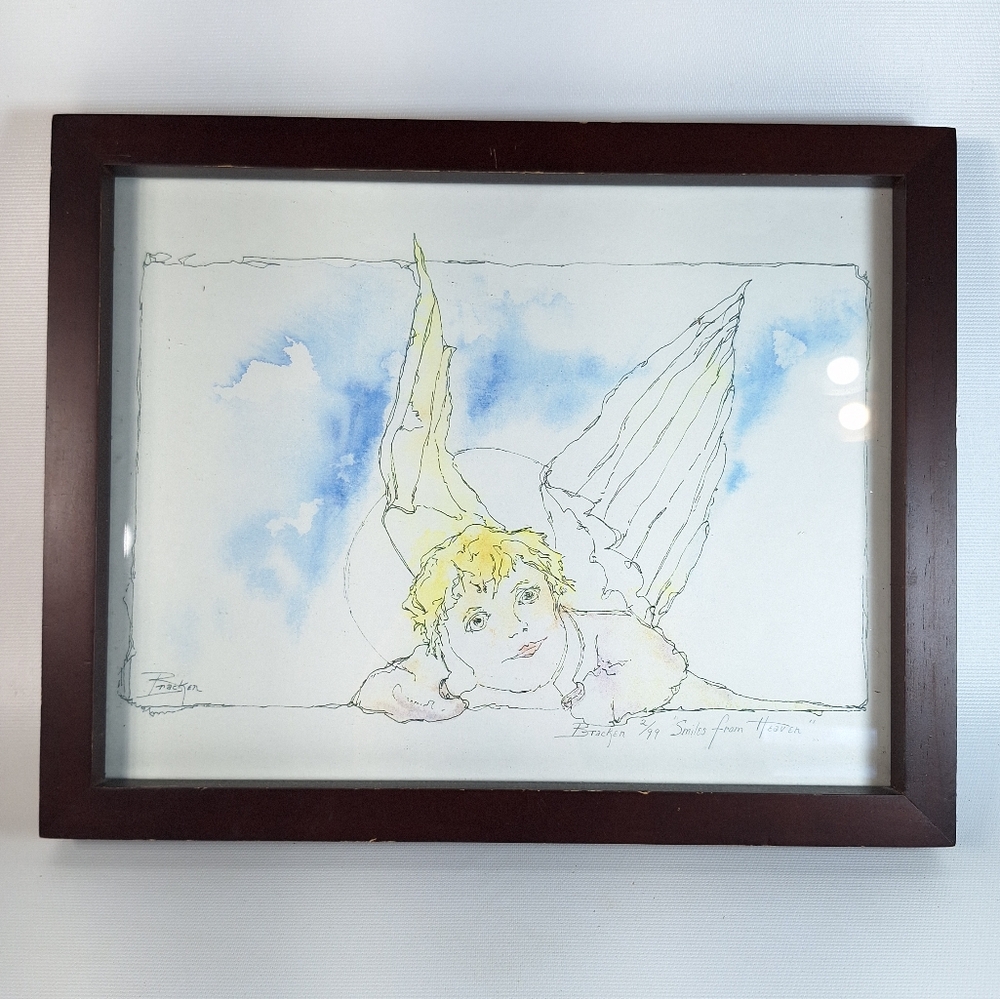Marilynn Bracken Limited Edition Smile From Heaven Print Brown Frame